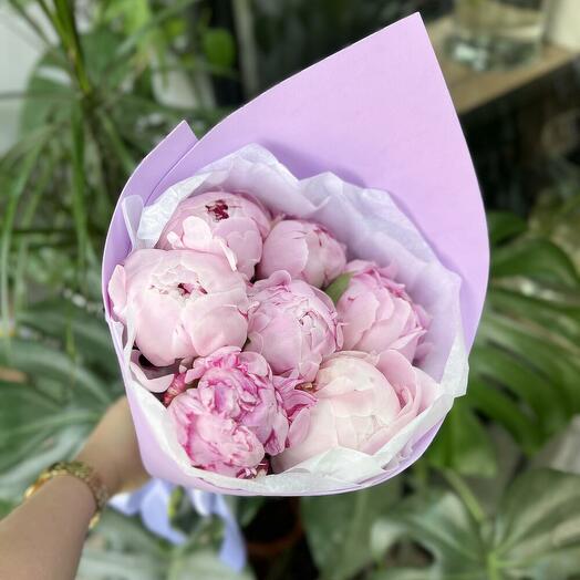 Пиономания🌸☘️ 7 розовых пионов в упаковке