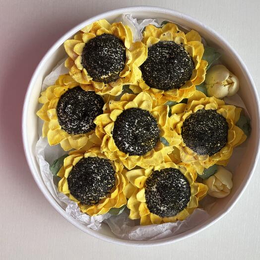 Коробочка со съедобными подсолнухами 🌻 М 21см