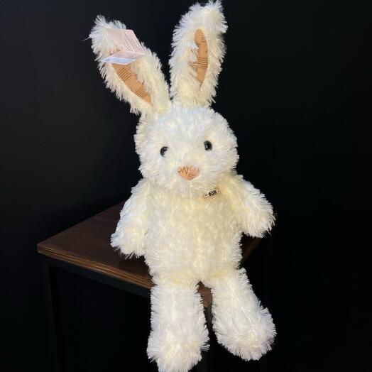 Игрушка мягкая плюшевый белый заяц