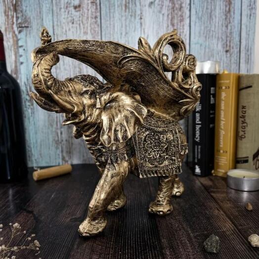 Подставка для бутылки Слон полистоун бронзовая h=25 см