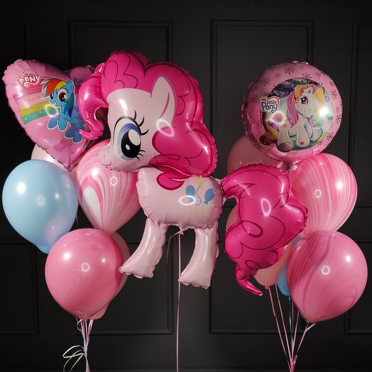 Композиция на день рождения ребенка из шаров My little pony c Пинки Пай