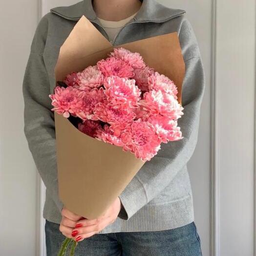 Малиновая хризантема в крафте 🌸