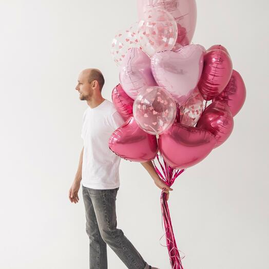 Связка гелиевых шаров Pink Love