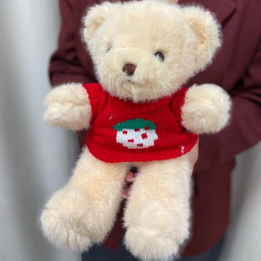 Игрушка мишка в красном  свитере