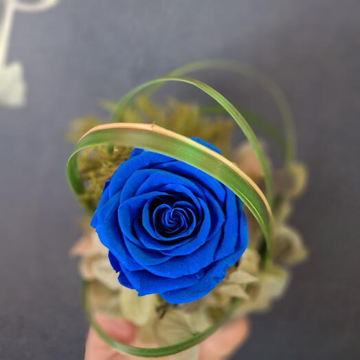 Ikebana preservado rosa azul