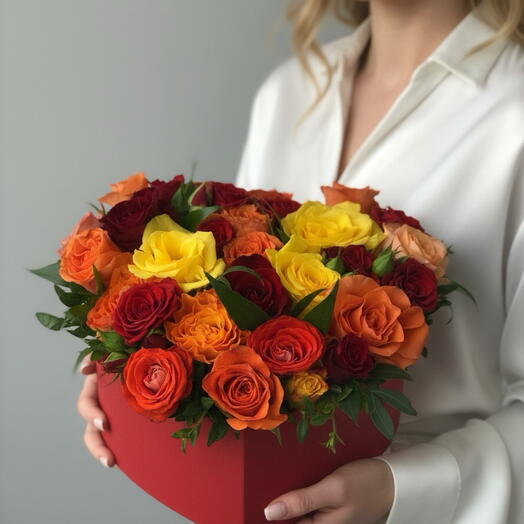 Коробка из роз Сердце любви
