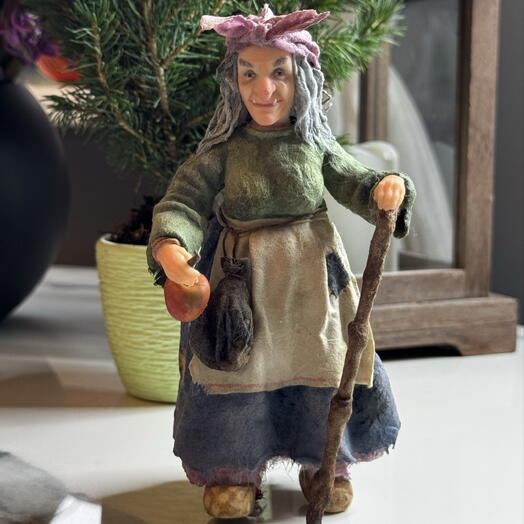 "Яга" Ватная интерьерная статуэтка/ ёлочная игрушка. Ретро сувенир ручной работы