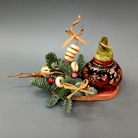 Амариллис в воске «Русские традиции» (Хохлома)