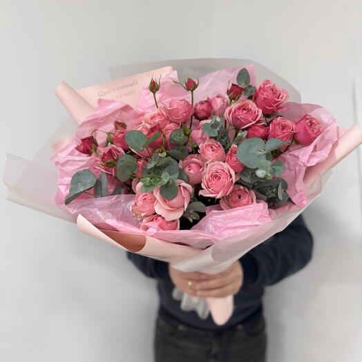 Моя нежность любви 💕букет с кустовой розой и эвкалиптом