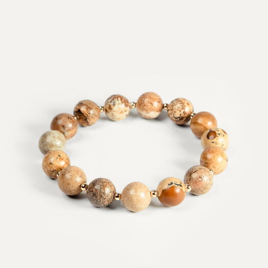 Браслет Самшит Песчаная яшма 14K 19 см (BRA1091)
