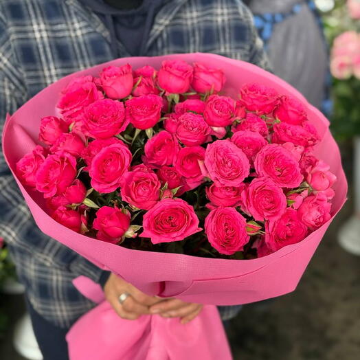 Букет Bubbles из ярких пионовидных кустовых роз сорт баблс! 💐🦋🍀
