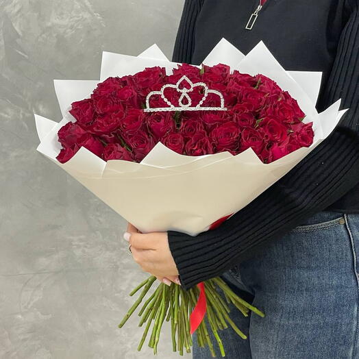 Букет из 51 бордовой розы