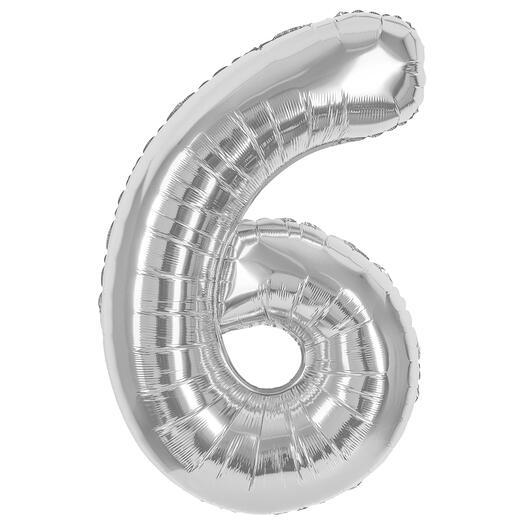 Цифра гелиевая 6 серебро