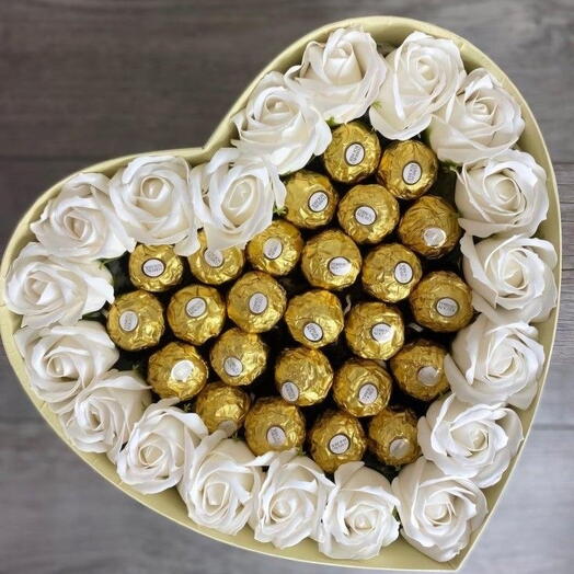 Flowers and sweets in a box