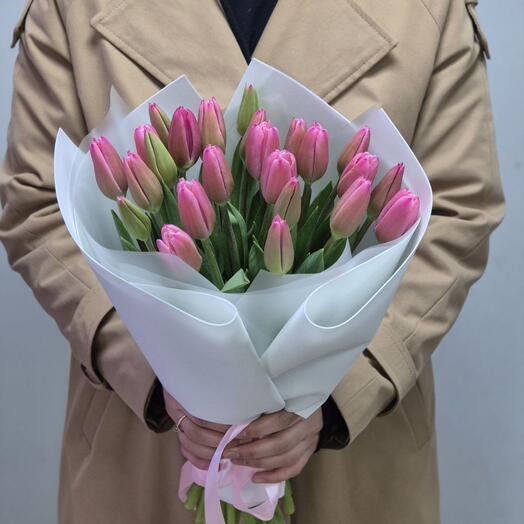 Букет розовых тюльпанов (25 шт.)