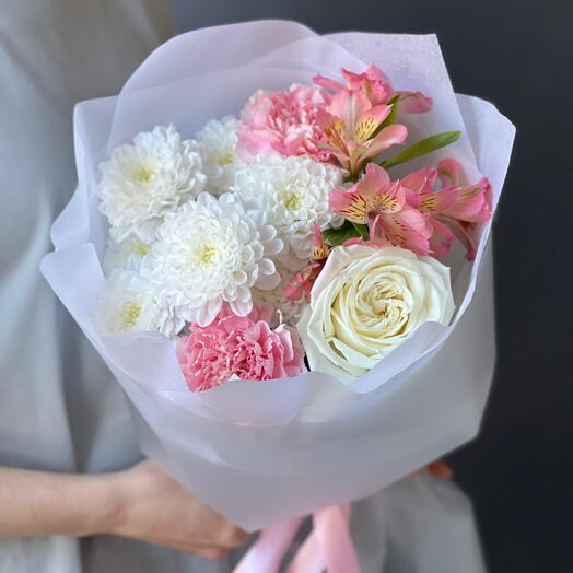🌸 Прекрасный день 🌸Букет-комплимент| розы | альстромерия | хризантема/Доставка цветов Магнитогорск/Цветы в Магнитогорске