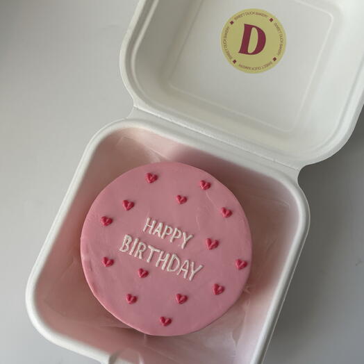 Бенто-торт «Happy Birthday» розовый