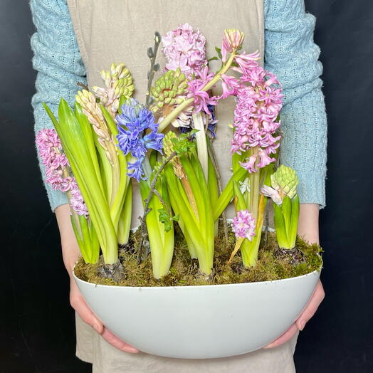 Большая ладья с разноцветными гиацинтами