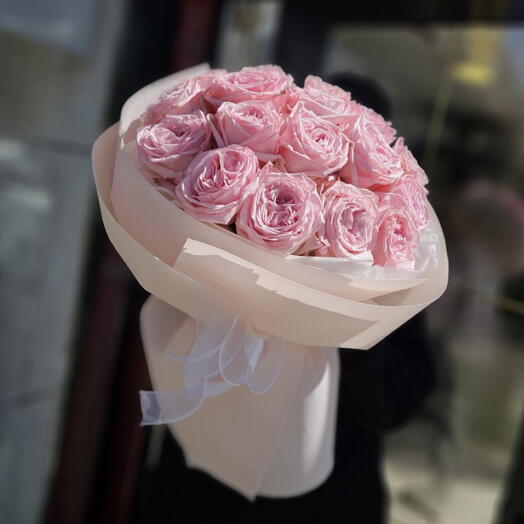 19 роз Pink O Hara  (монобукет, в наличии)