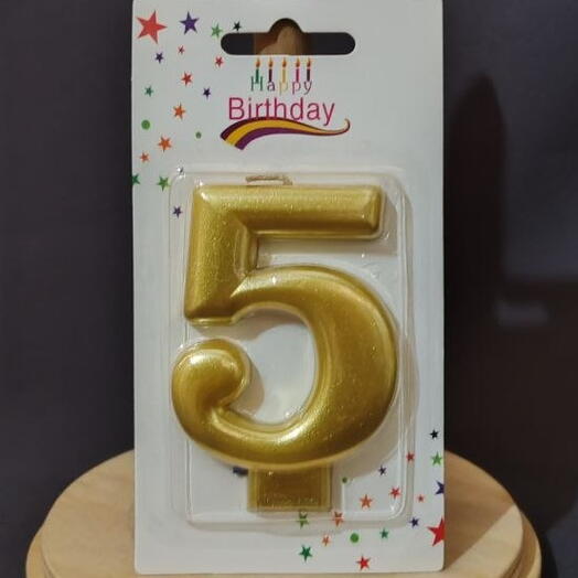 Свеча цифра 5 (8 см) Золото