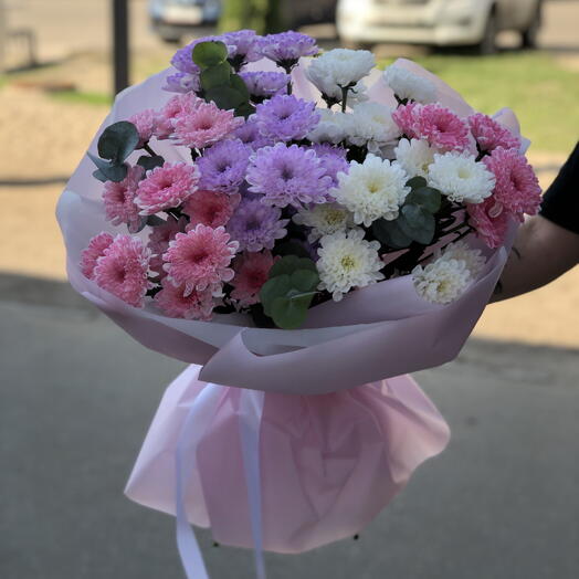 Вау букет из кустовых хризантем