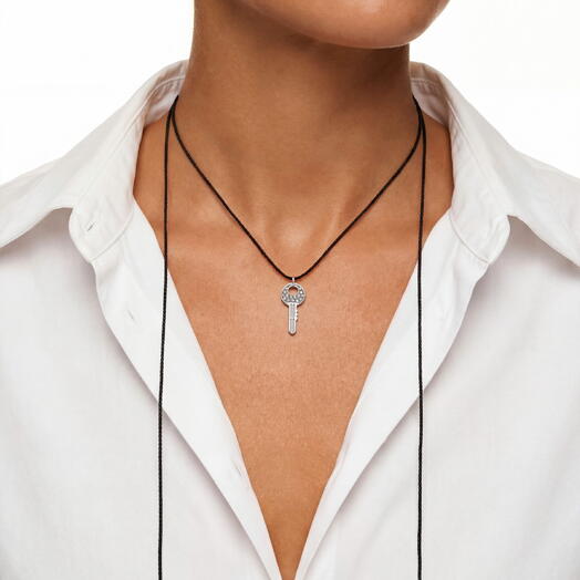 Колье - шнурок с фианитами DIAMOND SECRET BLACK на подарок, девушке, любимой, для неё, на день рождения