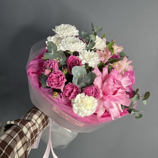 Букет дня🔥 сборный букет из хризантем, французской розы, диантуса, кустовой розы и альстромерии