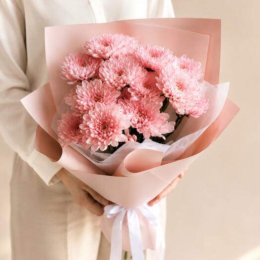 🌸 3 розовые хризантемы — нежный комплимент