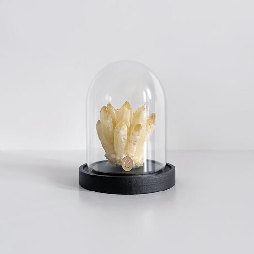 Минерал Quartz Citrine в стеклянном клоше XS