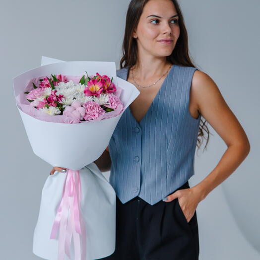 Прекрасный свежий букет с хлопком🥰
