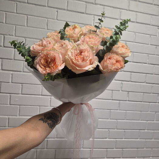 Розы 11 шт, эвкалипт💐ИзиФлоу
