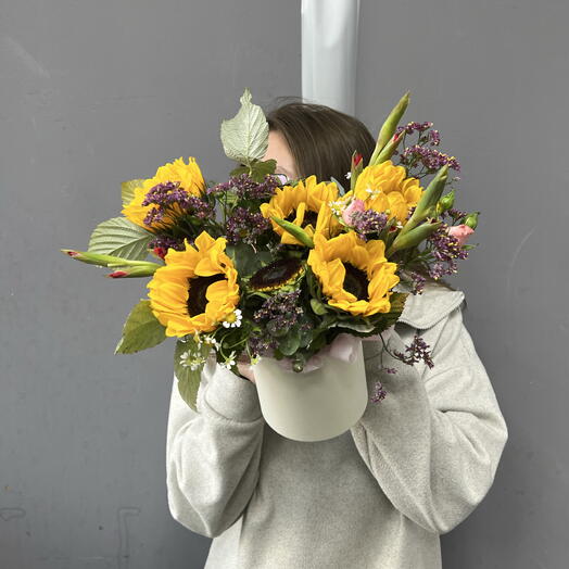 Композиция с Подсолнухами и Лимониумом🌼