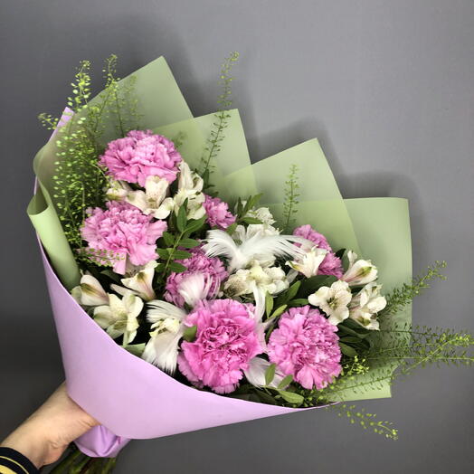 Букет с нежными диантусами и альстромерией🌸🌸🌸☘️☘️☘️🩷