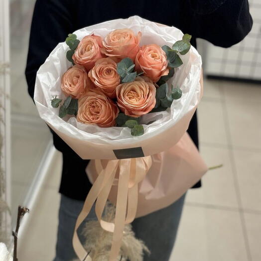 Роза с эвкалиптом «Осень»🧡