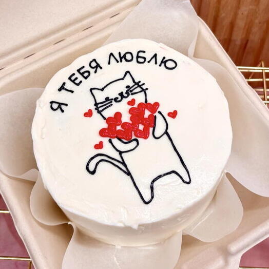 Бенто-торт «я тебя люблю» с котиком