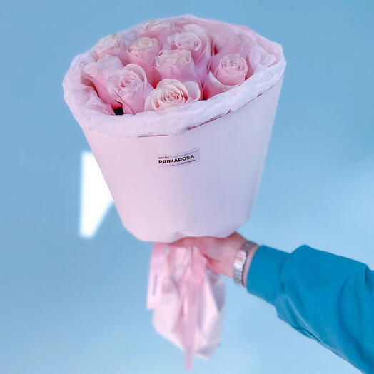 Букет из 11 роз Pink Mondial «Нежный розовый» 🌸 38678