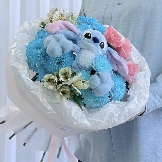 «Букет с игрушкой Стич» 💙🧸