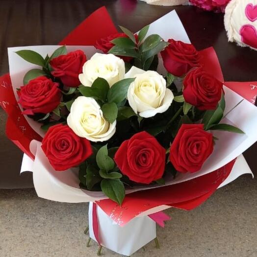 11 roses with greenery