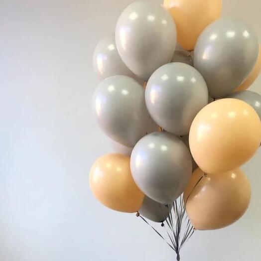 Balloons grey with beige 15 pcs