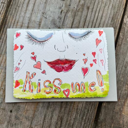 A postcard drawn by "Kiss me