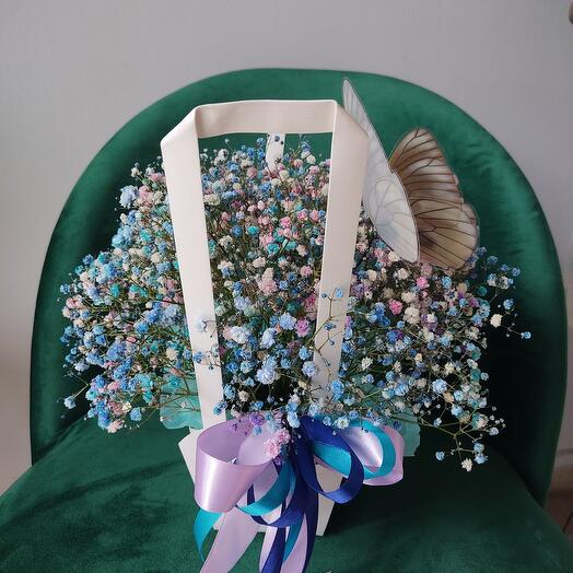 Rainbow Gypsophila Handbag with Butterfly (in assortment)