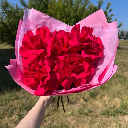 Bright lace roses- crimson 5 pcs
