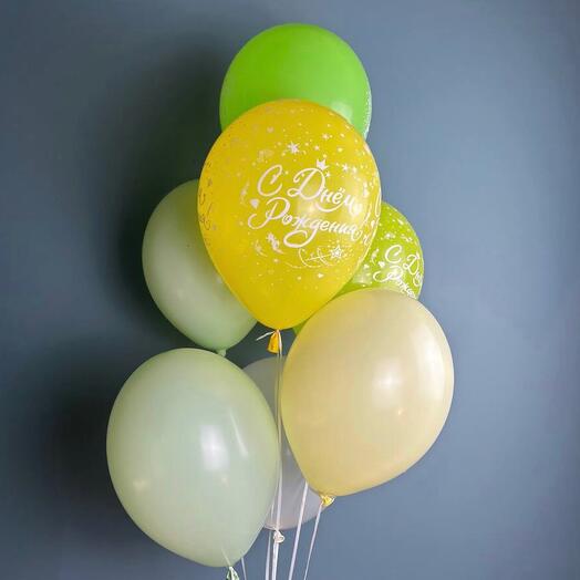7 balls in a yellow-green shade