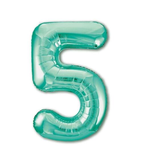 Шар-цифра "5" гелиевый, цвет светло-зелёный