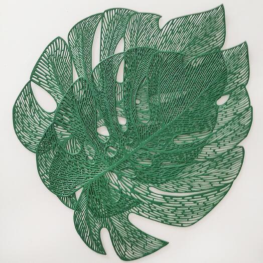 Плейсмат лист монстеры темно-зеленый, набор 2 штуки