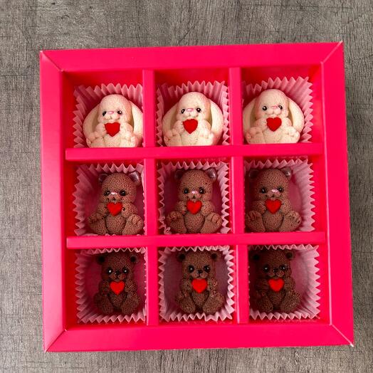 Set of chocolate animals, 9 pieces