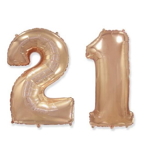 Гелиевые шары"21", цвет розовое золото