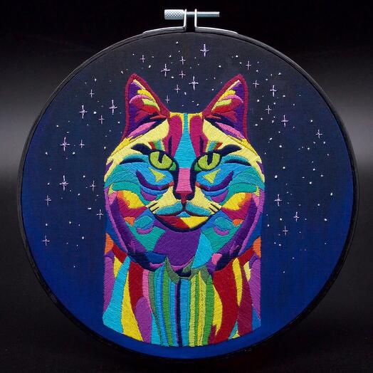 Вышитая картина Космический Кот