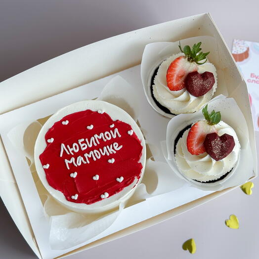 Bento y cupcakes como regalo para mamá / trópico, frambuesa, cereza