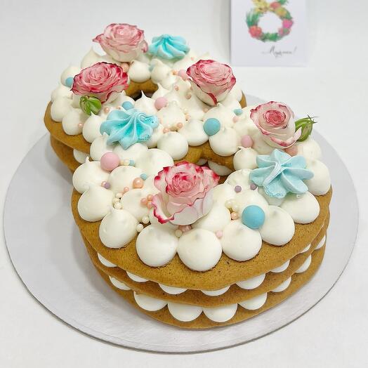 Торт любая цифра , коллеге, подруге, любимой с живыми цветами, размер А4